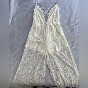 Elegant Lace Jumpsuit in Cream